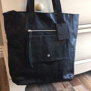 Day & Mood.... Large Black leather purse.